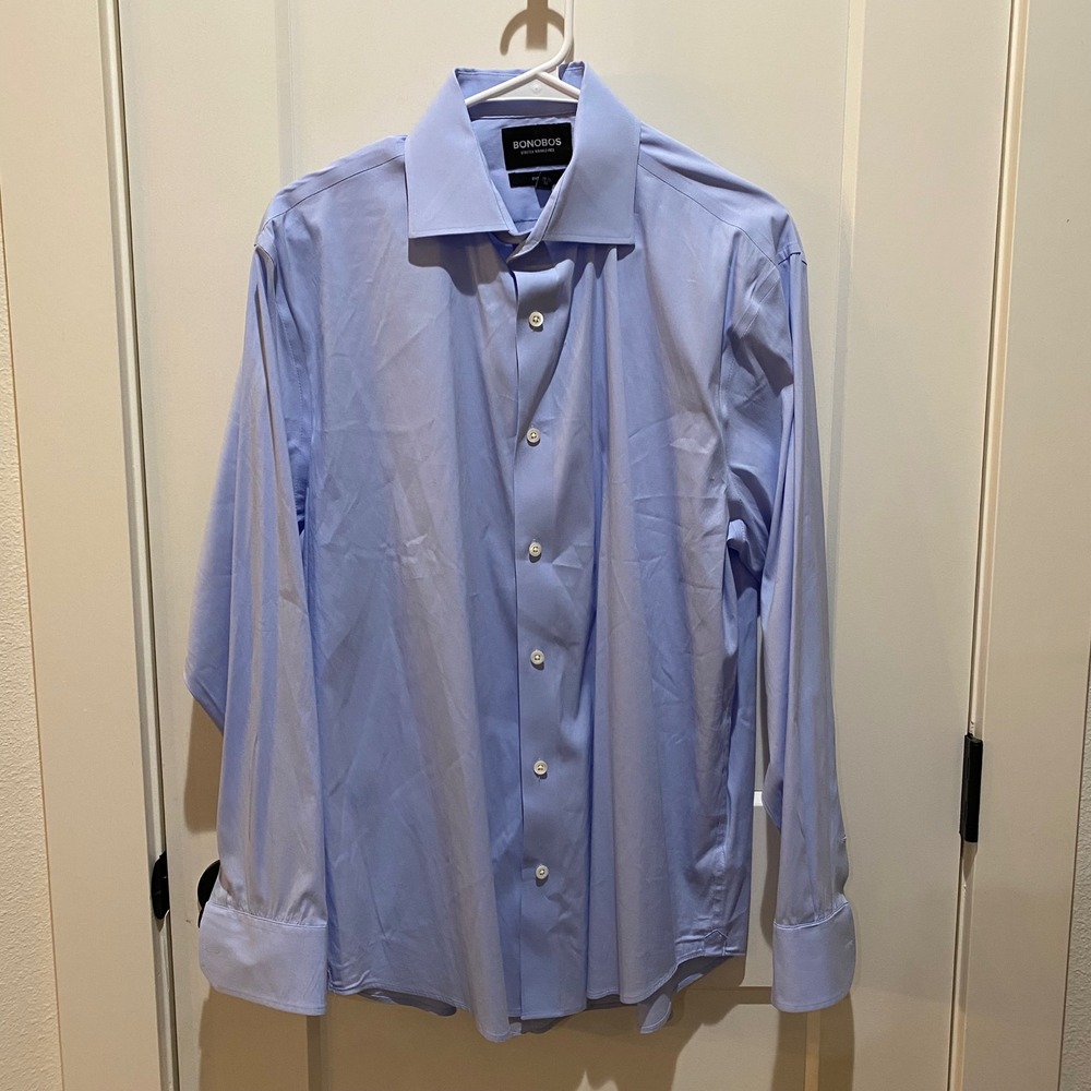 Bonobos Men's Long Sleeve Dress Shirt.  Light Blue. 16 1/2 34. Stretch. Standard